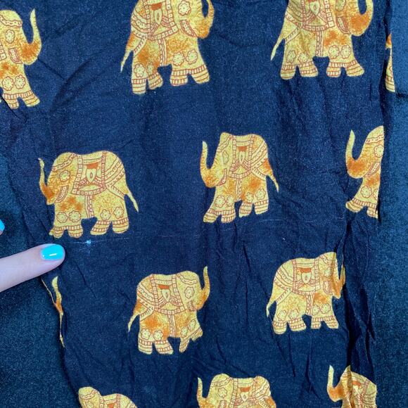 Harem Womens Pants Black Multi Elephant Lounge Boho Bohemian One Size - Picture 8 of 13